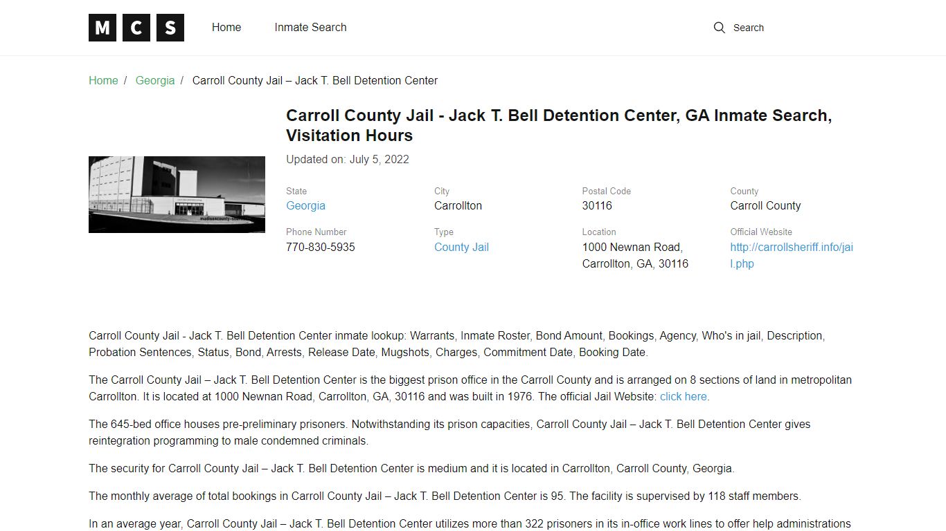 Carroll County, GA Jail Inmates Search, Visitation Rules